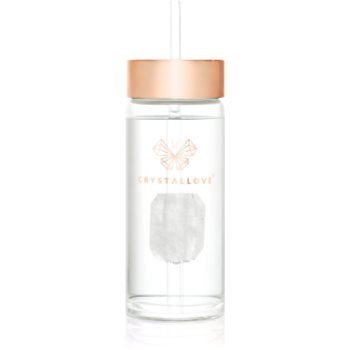 Crystallove Amethyst Straw Water Bottle sticlă pentru apă cu pai